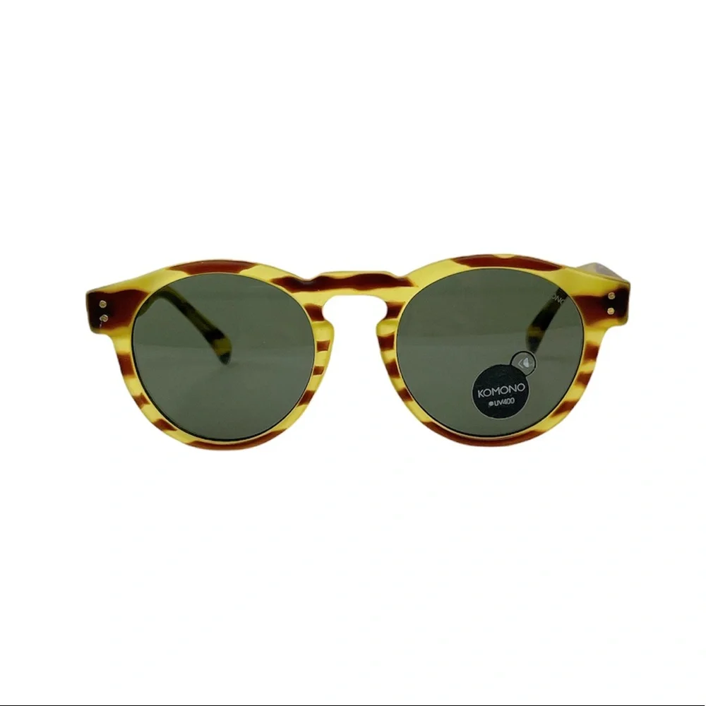 KOMONO Clement Safari Sunglasses Yellow brown Striped NWT